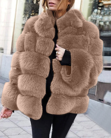 Faux fur stitching women's jacket