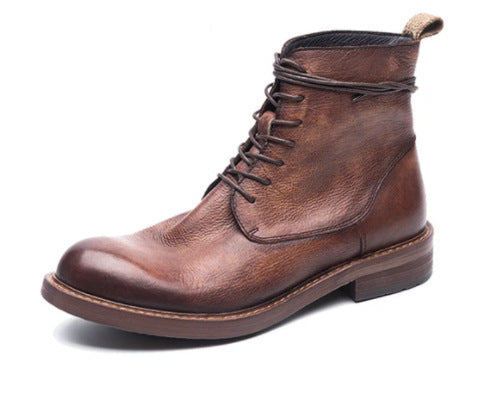 Generous Head Thin Belt Short Tube Rub Color Casual All-Match Men's Boots