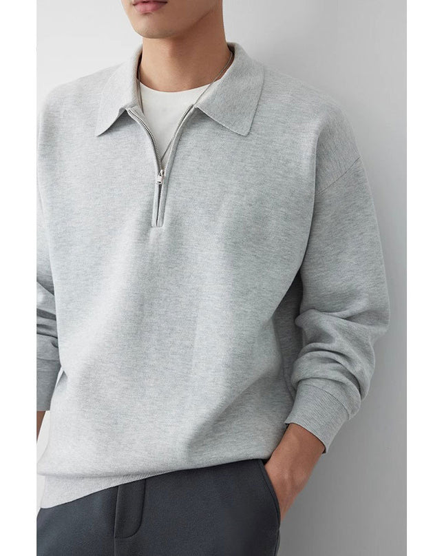 Korean Style Niche Casual Polo Collar Knitwear Sweater For Men