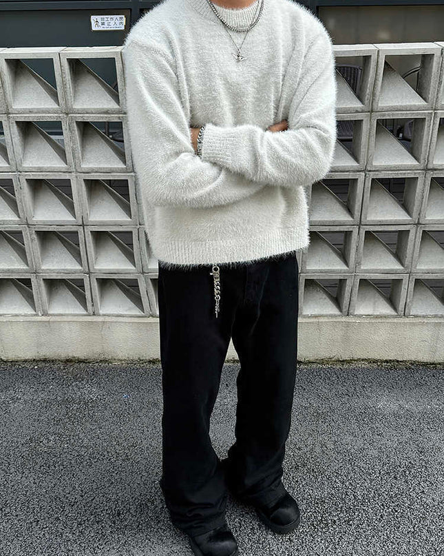 Retro Mink-like Knitted Long-sleeved Top