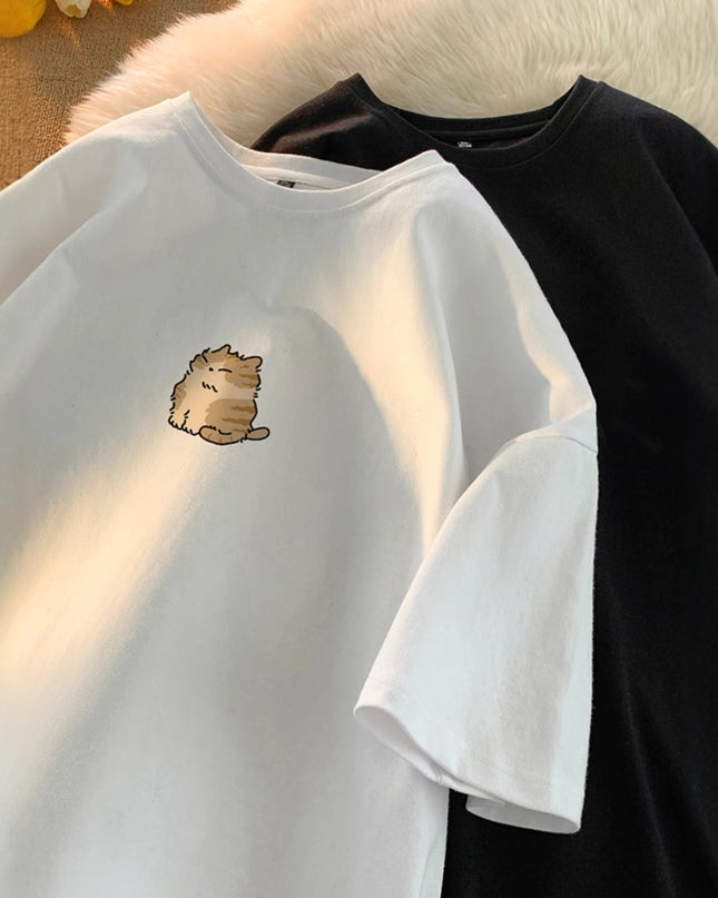 Youth Oversize Versatile Loose Round Neck Half Sleeve