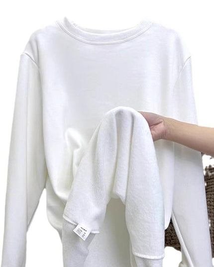 Plus Velvet White Bottoming Shirt Women's Inner Match Mid-length Loose T-shirt