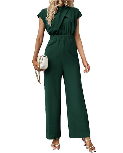 Women's Sleeveless Pleated Collar Jumpsuit