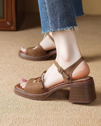 Open Toe Square Toe Women's Commuter Out Retro Platform Sandals