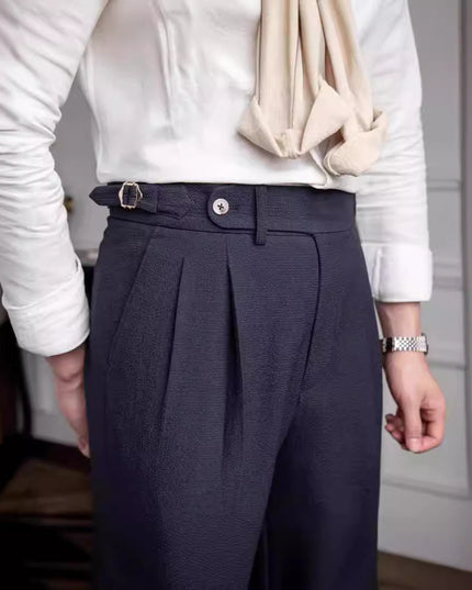 New Summer Men's High Waist Straight Casual Suit Pants