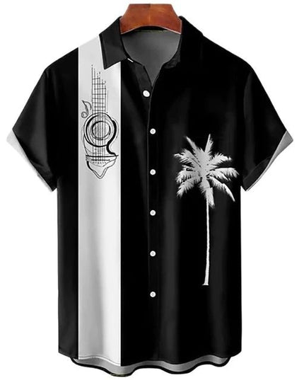 Men's Casual Slim Beach 3D Printed Short Sleeve Shirt