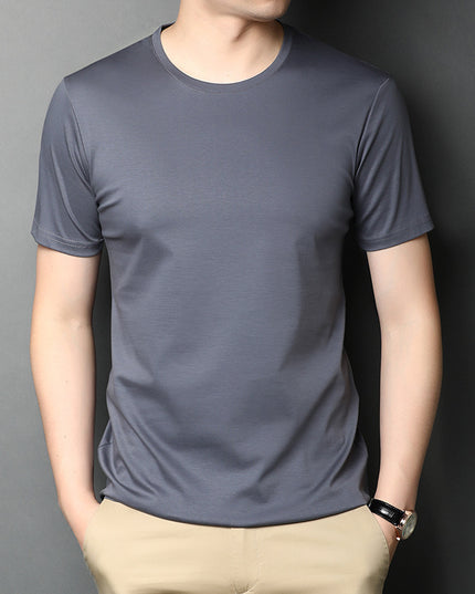 Men's Mercerized Cotton Loose Solid Color Short Sleeves