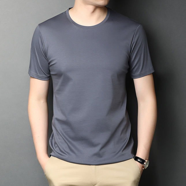 Men's Mercerized Cotton Loose Solid Color Short Sleeves