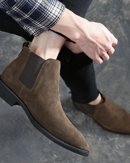 Men's pointed toe suede frosted Martin boots