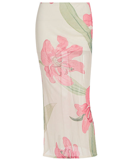 Dopamine Beach Vacation Pure Desire Style Printed Mesh Sheath Skirt