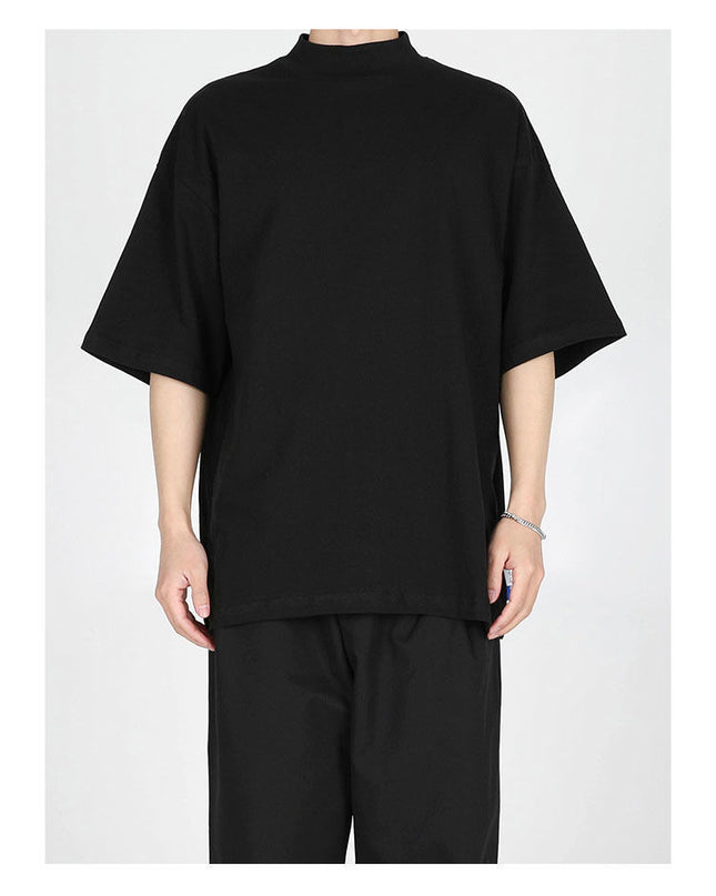 Spring And Summer Loose Thin Half Turtleneck Short Sleeve
