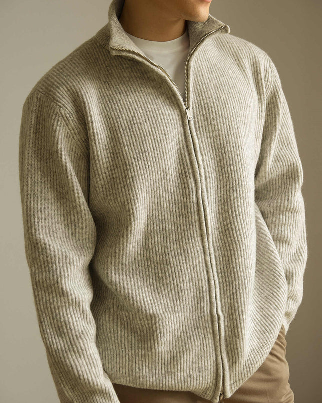 Knitted Zipper Jacket Loose Casual Turtleneck Men's Sweater