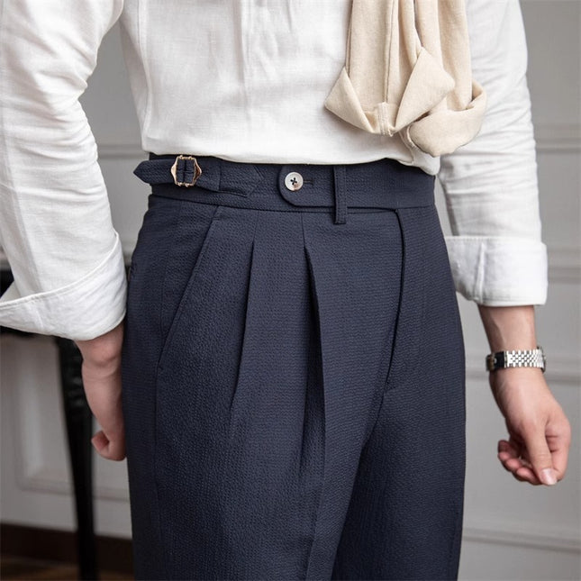 Men's High Waist Straight Casual British Retro Easy Matching Trousers