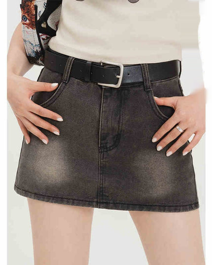 Retro A- Line Denim Short Skirt