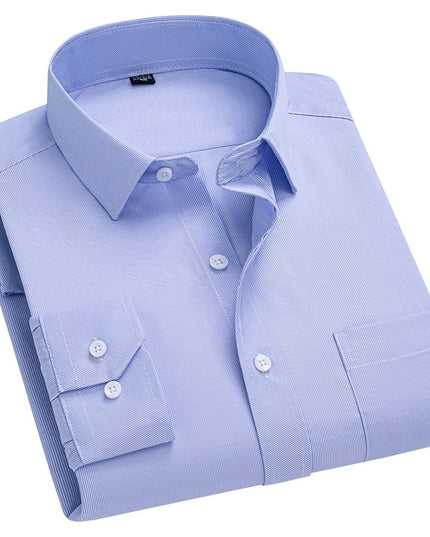 Men's Long-sleeved Plaid Middle-aged Business Square Collar Shirt
