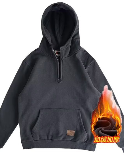 Half Open Collar Hooded Men's Sweater