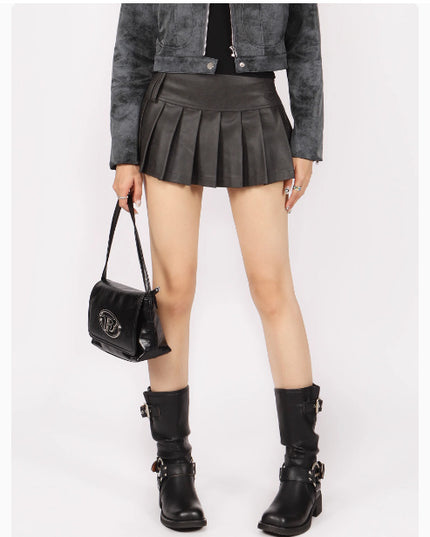 Retro Minority Design Sense A- Line Pleated Skirt High Waist Hot Girl Slimming