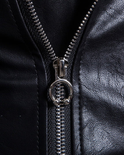 Men's Motorcycle Multi Zip Leather Coat
