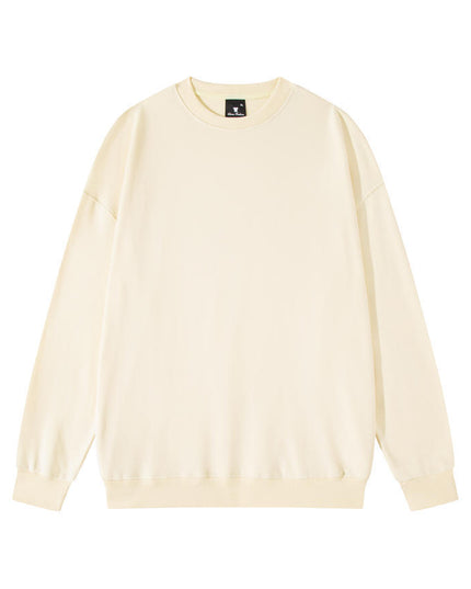 Men's Solid Color Pullover Sweatshirt Loose Round-neck Top Couple College Style Solid Color Clothes