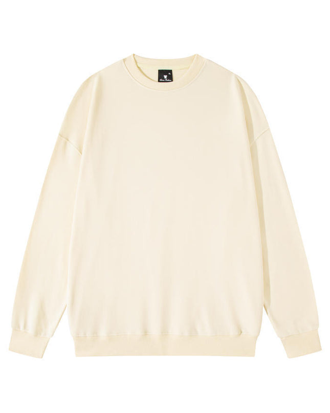 Men's Solid Color Pullover Sweatshirt Loose Round-neck Top Couple College Style Solid Color Clothes