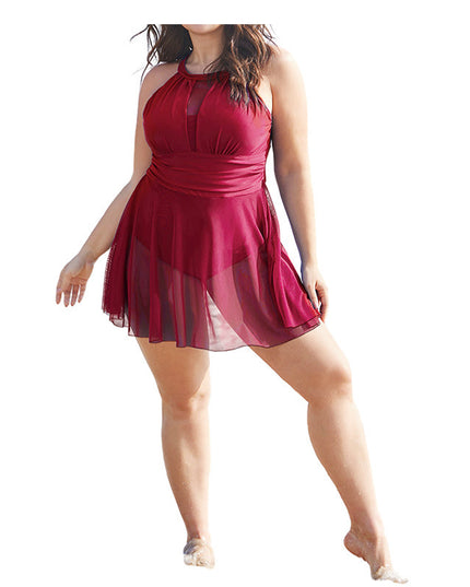 Women's Round Neck Lace One-piece Swimsuit
