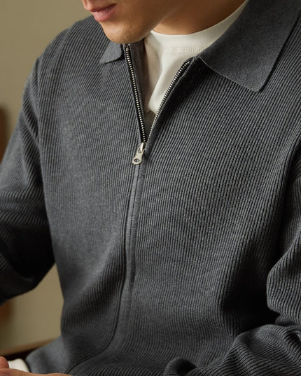 Wool Blended Men's Cardigan Zip Sweater