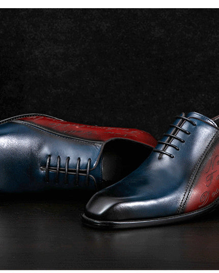 Genuine Leather Plus Size Oxford Men's Colorblock Square Toe Shoes