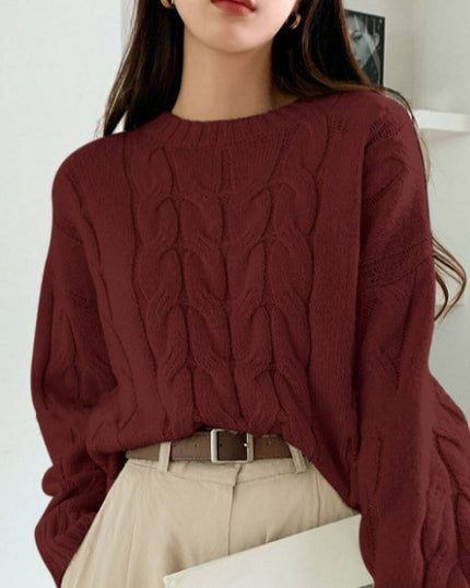 Round Neck Pure Color All-matching Trendy Sweater Top