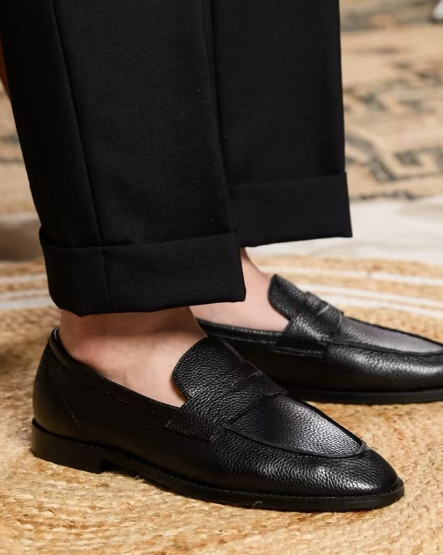 British Vintage Litchi Grain Cowhide Men's Loafer