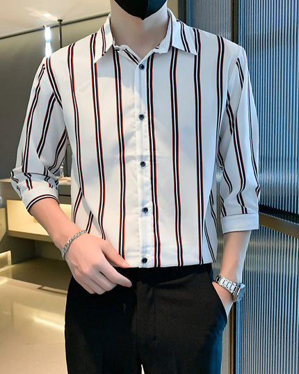 Light Cooked Style Shirt For Men With Black And White Stripes