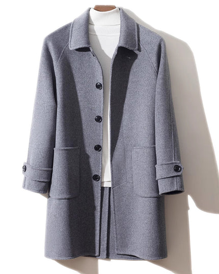 Wool Reversible Woolen Coat Men's Mid-length Single-breasted Baggy Coat