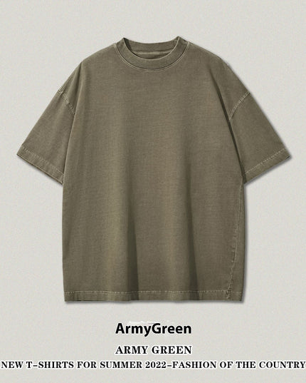 Washed Heavy Cotton Short Sleeve Retro