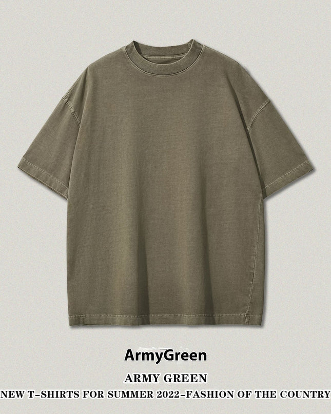 Washed Heavy Cotton Short Sleeve Retro
