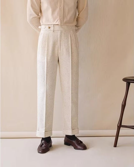 Casual Straight-leg Loose Elastic Waist Suit Pants