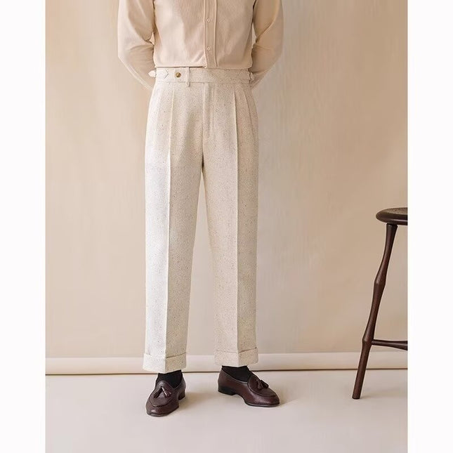 Casual Straight-leg Loose Elastic Waist Suit Pants