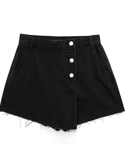 European And American Style High Waist Slimming Decorated Row Button Double Breasted Culottes