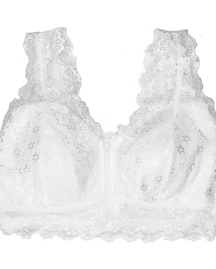 Cross-border Front Buckle Bra Front Zipper Sexy Lace Bra Vest Bra Upper Support Thin Underwear