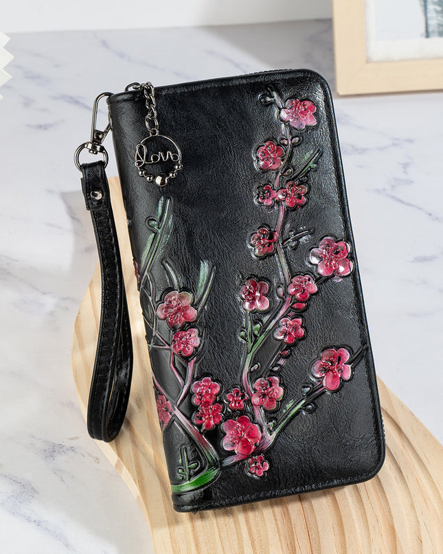 Embossed Hand-painted Chinese Style Zipper Handbag