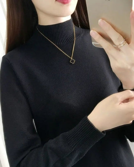 Fleece-lined Thick Turtleneck Sweater Women