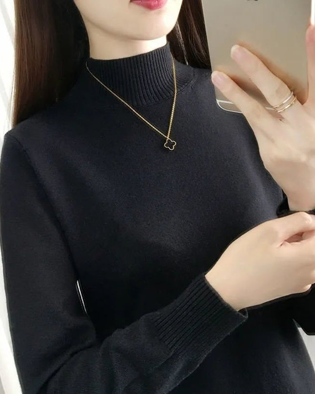 Fleece-lined Thick Turtleneck Sweater Women