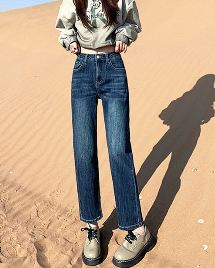 White Jeans Korean Style High Waist Stretch Cigarette Pants Small Cropped Straight Pants