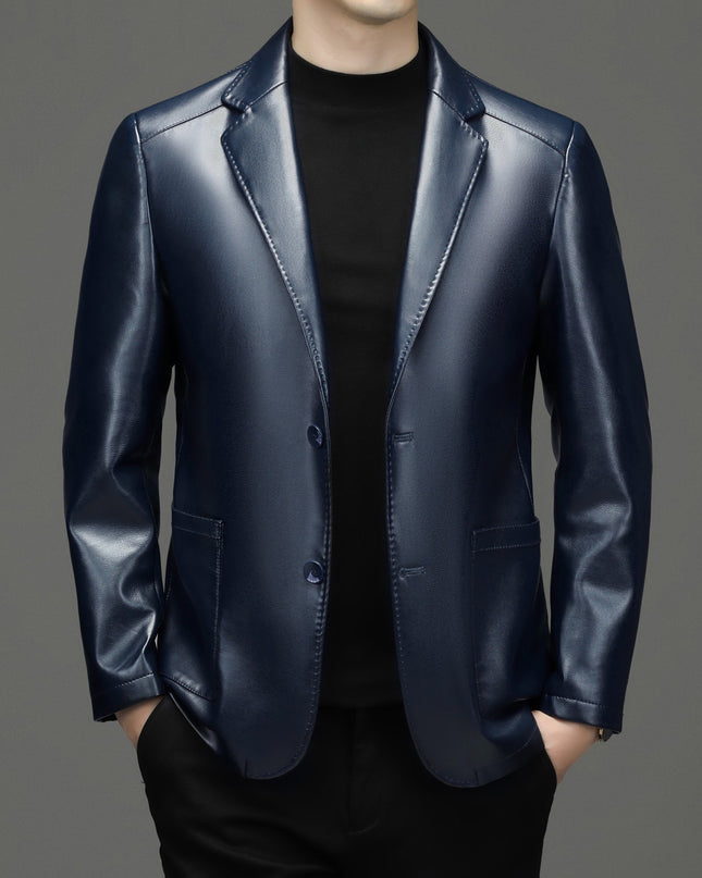 Sheepskin Suit Collar Men's Autumn And Winter Leather Jacket