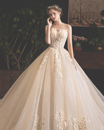 Bride Summer Tube Top Mori Style Trailing Skirt