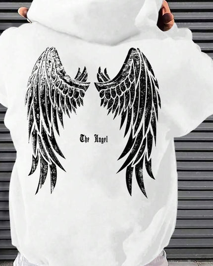 Trendy Angel Wings Printed Hooded Men's Sweater