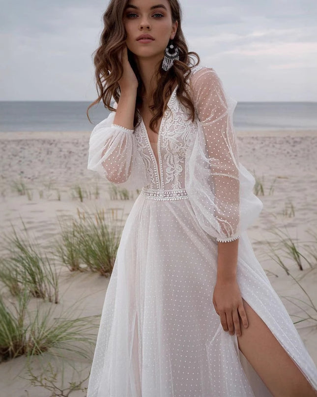 Wish Mesh Split New Light Women's Wedding Dress