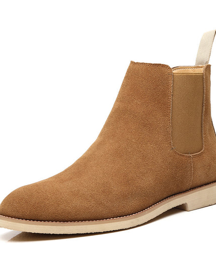 Boots Pointed Toe British Martin Boots Men's Nubuck Leather High-top Ankle Boots