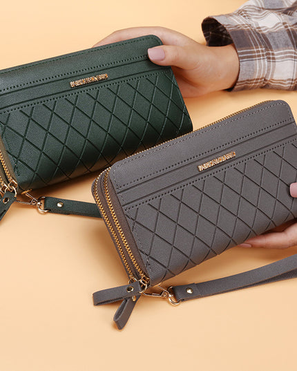 Women's Simple Double Zipper Multiple Card Slots Long Wallet