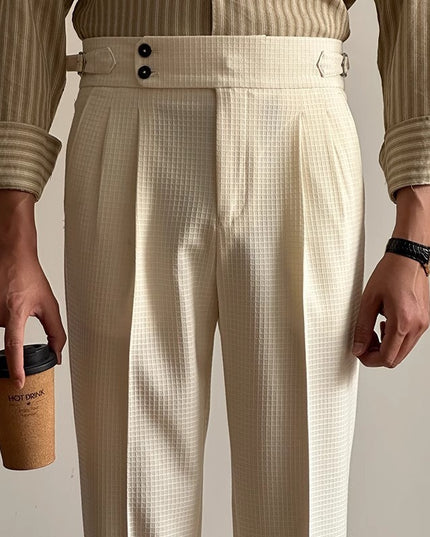Waffle Straight Naples High Waist Suit Pants
