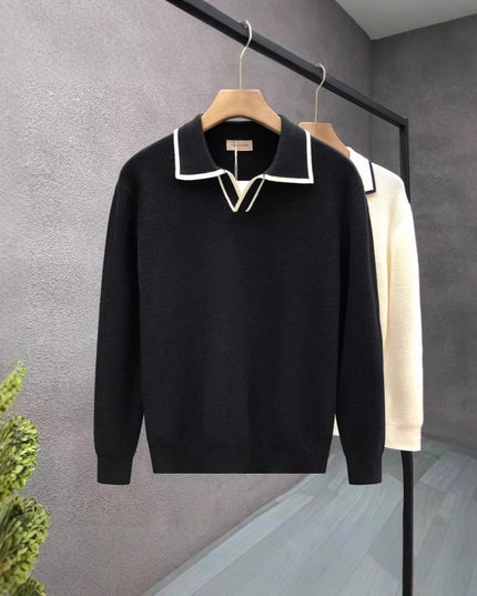 Lightly Mature Casual Polo Collar Sweater Men