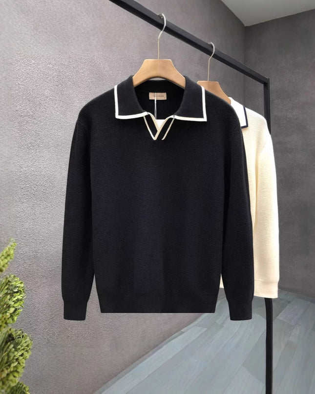 Lightly Mature Casual Polo Collar Sweater Men
